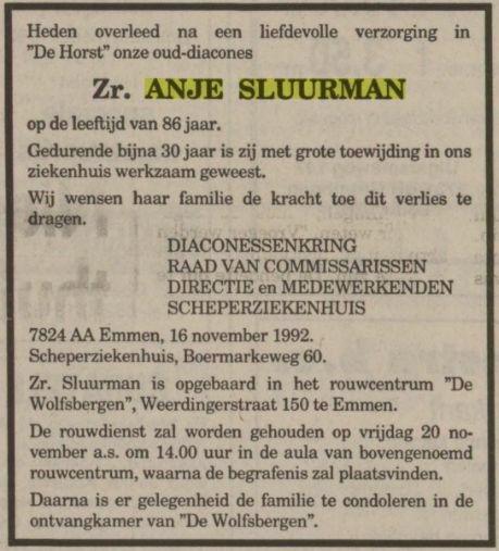 anje sluurman in 1992.